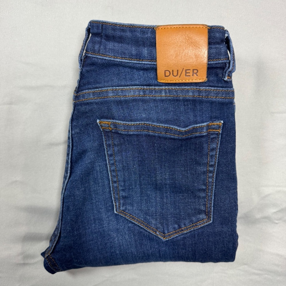 DU/ER Performance Denim Slim Straight Jeans Blue Womens 25x32 (Fits 25x30)